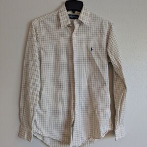 Ralph Lauren White and Blue Checkered Men's Shirt